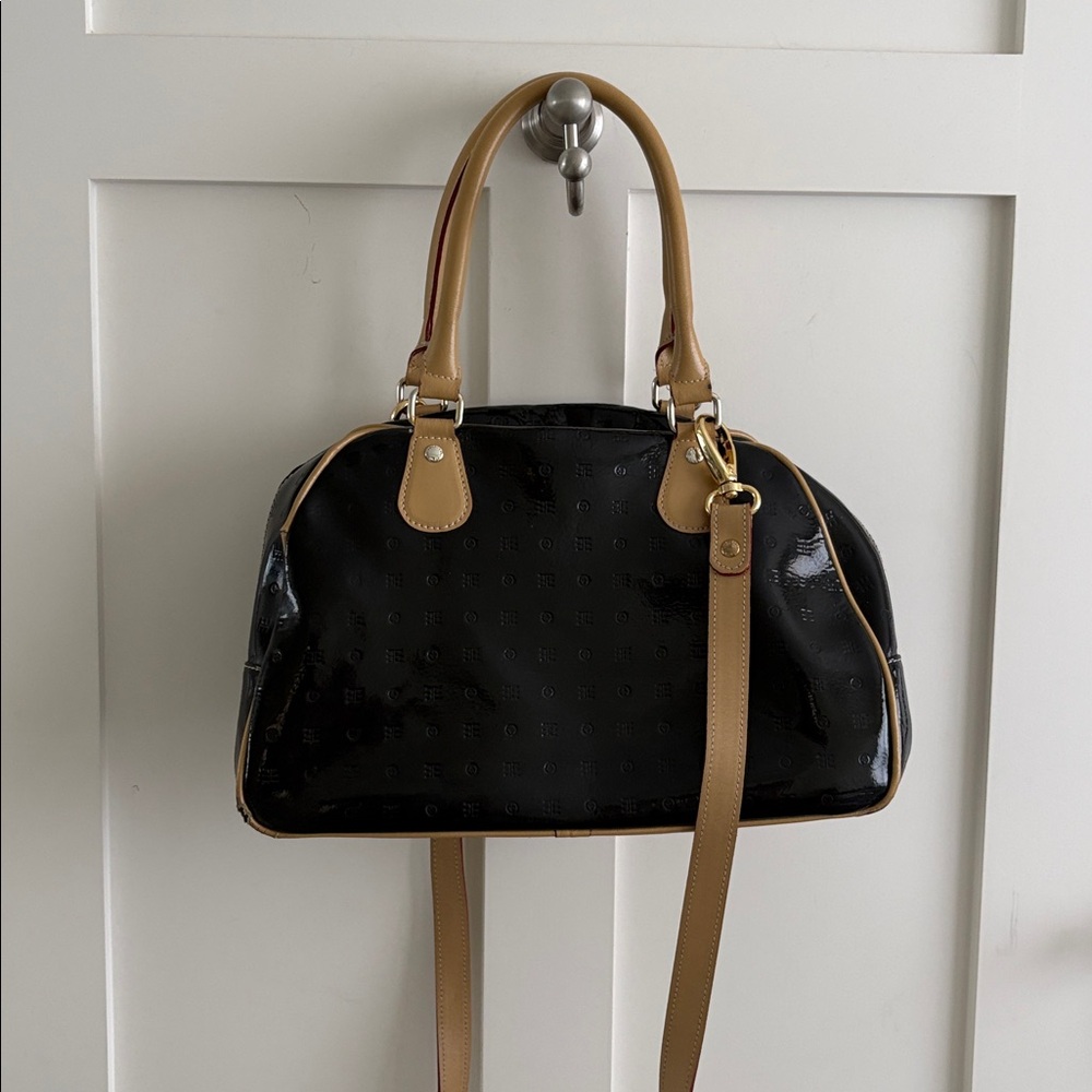 Arcadia Black Patent Satchel crossbody handbag